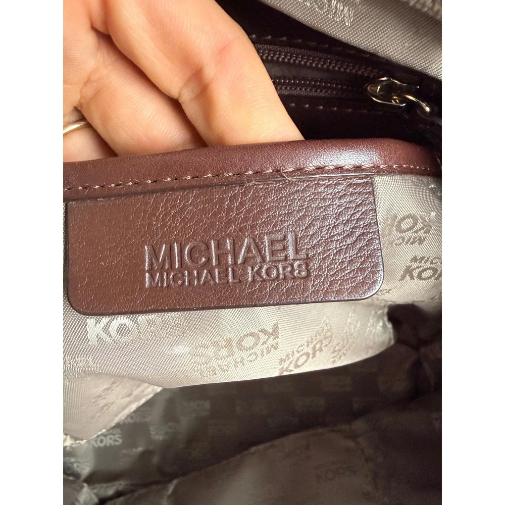 Vintage Michael Kors Canvas Leather Harness Tote Bag Beige Brown Boho Equestrian - Picture 8 of 12